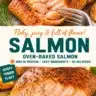 Delicious oven-baked salmon served with lemon and herbs
