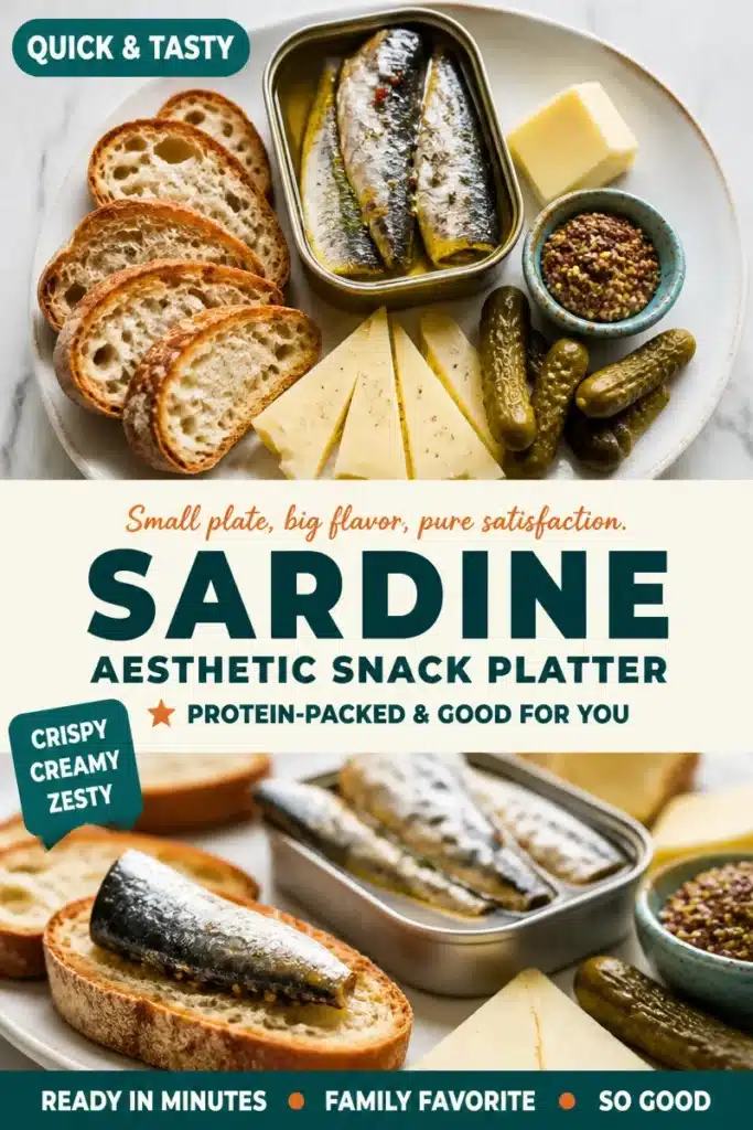 Aesthetic sardine snack platter with vibrant healthy dishes and fresh ingredients.