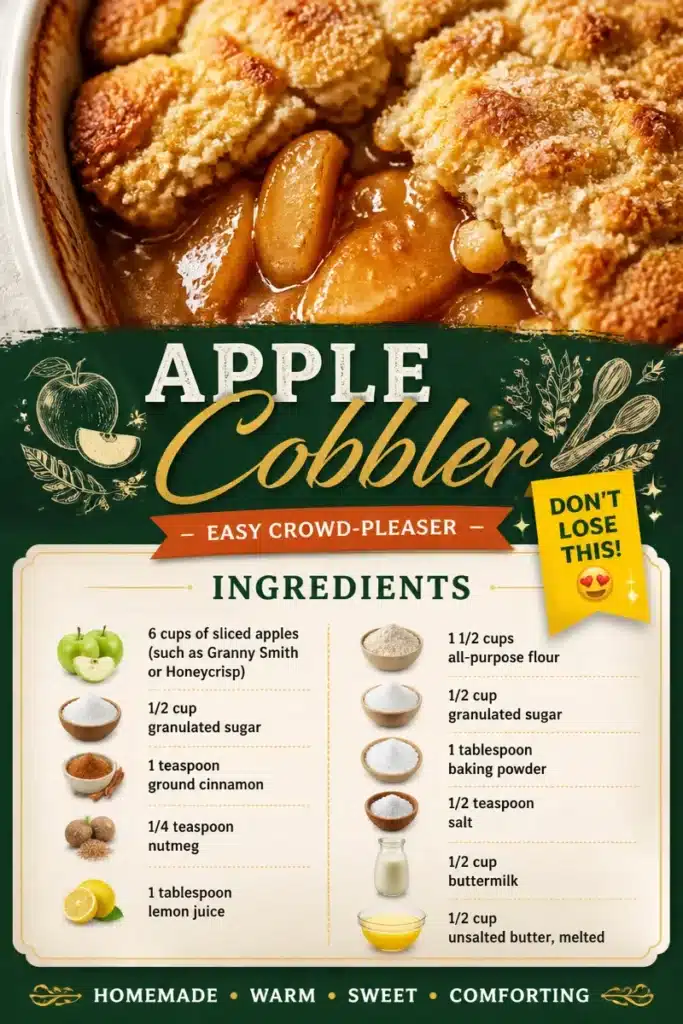 Delicious homemade apple cobbler dessert with apples and crumbly topping
