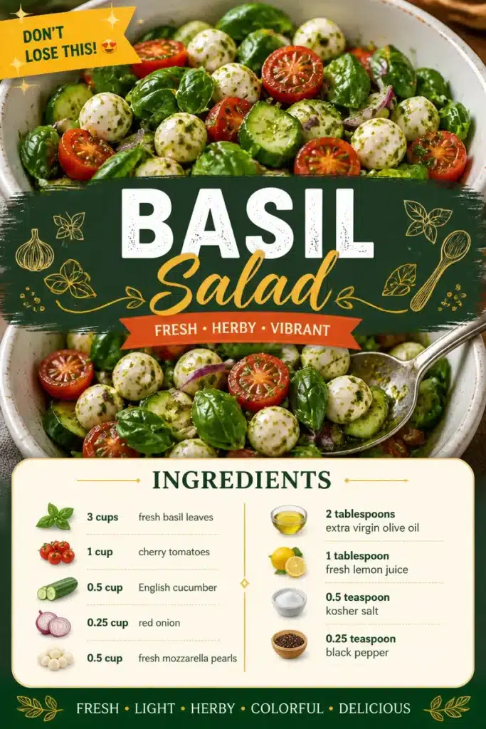 Fresh Basil Salad with tomatoes and feta