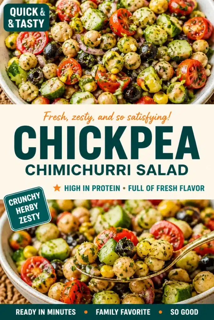 Chickpea Chimichurri Salad with fresh herbs and vegetables