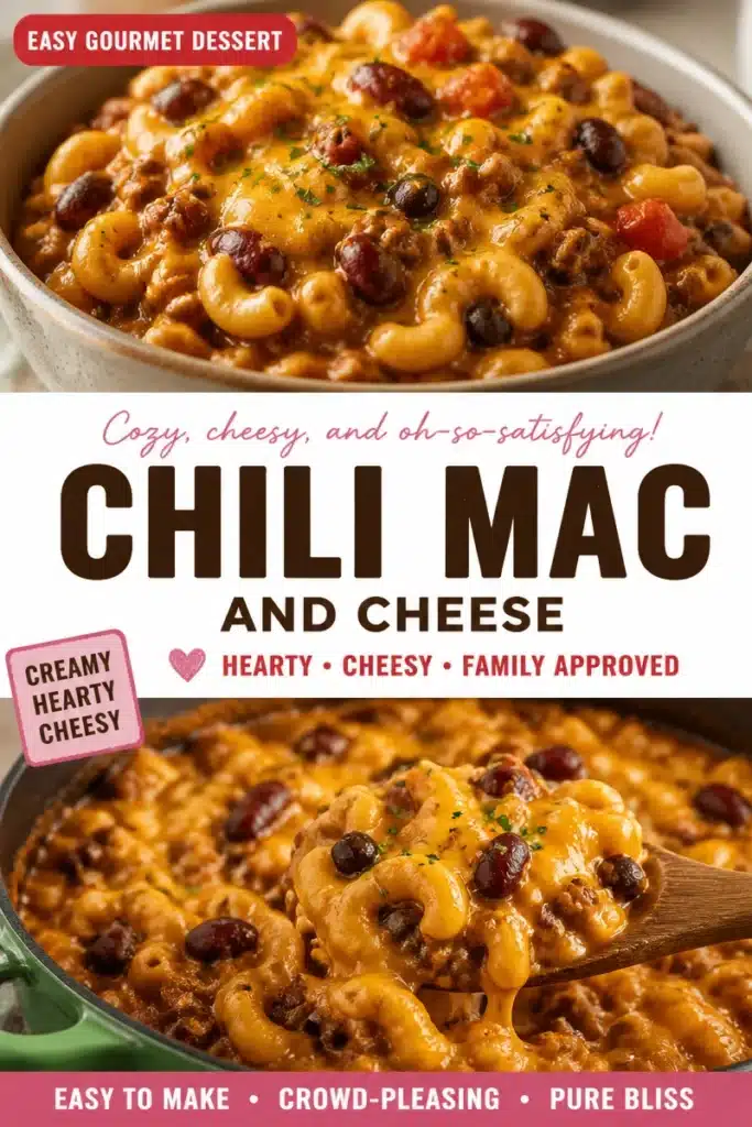 Delicious Chili Mac and Cheese served in a bowl with toppings