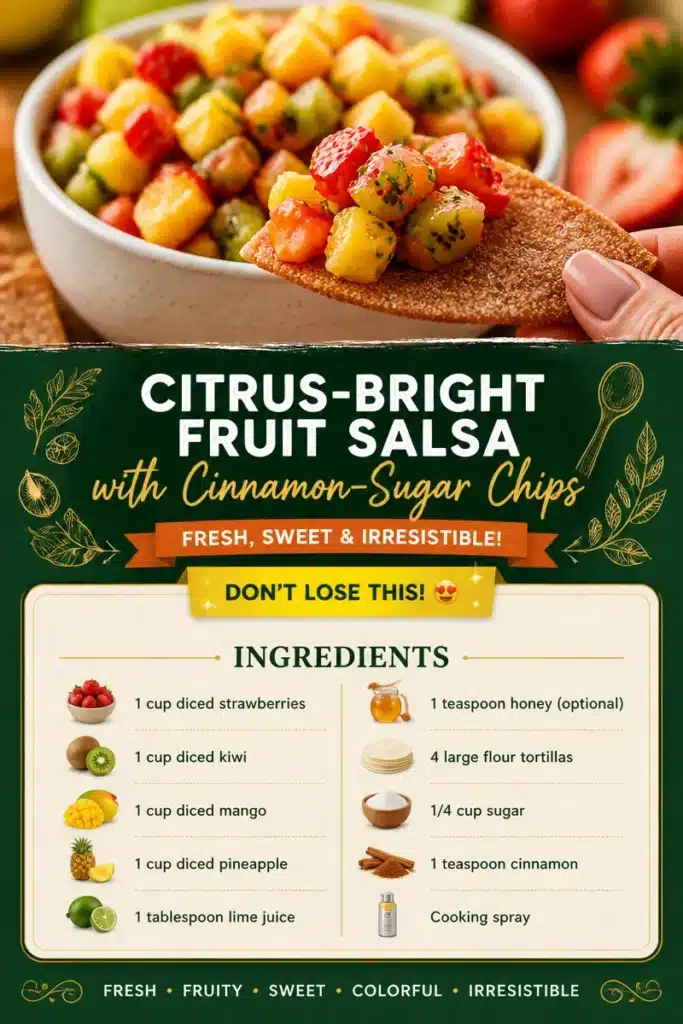 Citrus-Bright Fruit Salsa served with cinnamon-sugar chips
