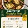 Bowl of comforting potsticker soup with vegetables and dumplings
