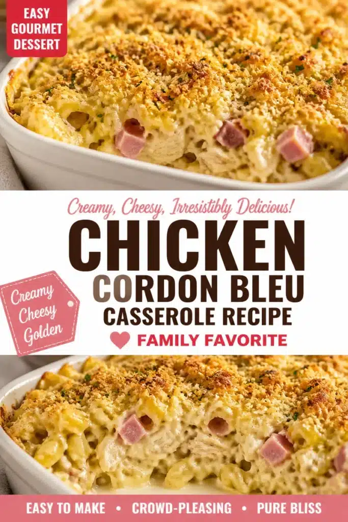Deliciously baked Cordon Bleu Chicken with ham and cheese