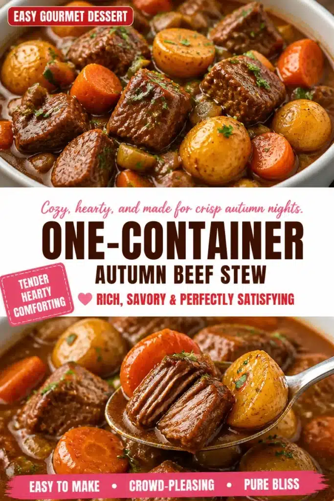 Cozy one-pot autumn beef stew featuring tender beef and fresh vegetables.