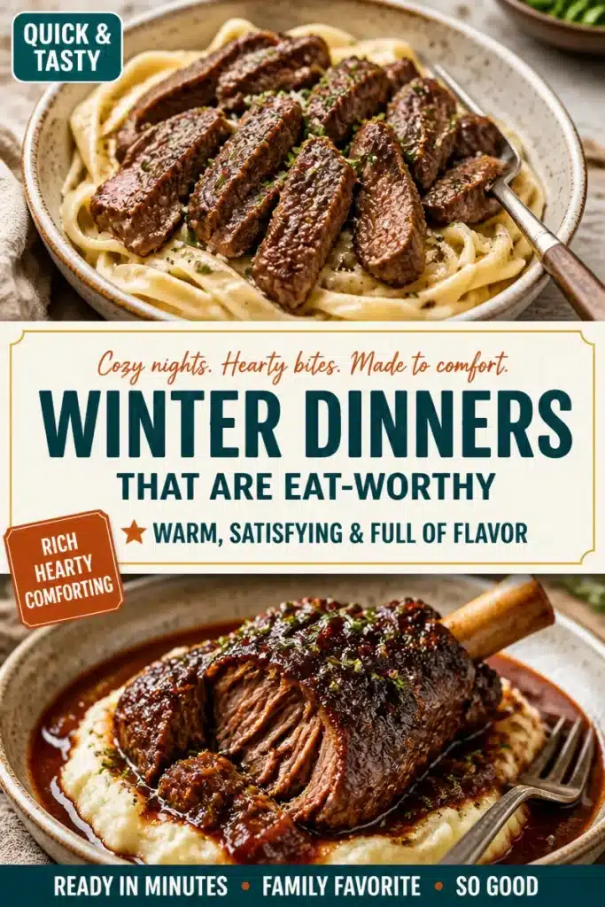 Cozy winter beef dinner recipes and menu ideas for hearty meals.