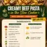 Creamy beef pasta cooked in a slow cooker recipe