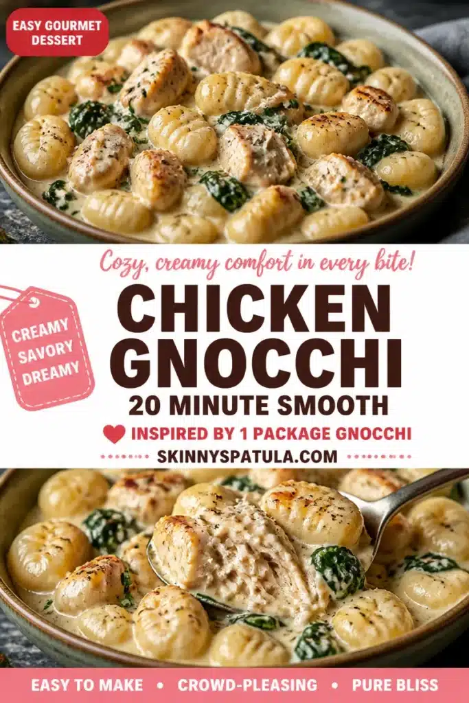 Creamy Chicken Gnocchi Skillet served in a pan with fresh herbs and ingredients