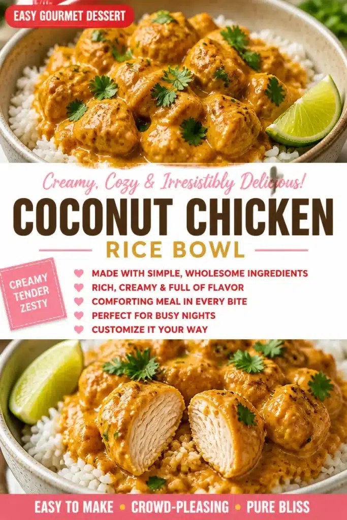Creamy Coconut Chicken Rice Bowl with fresh ingredients and vibrant flavors