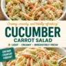Creamy cucumber-carrot salad in a bowl, garnished with herbs and dressing