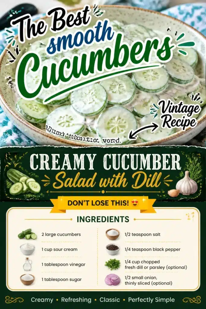 Creamy cucumber salad with dill served in a bowl, a refreshing side dish.