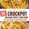 Bowl of creamy elote corn soup topped with cilantro and cheese
