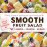 Delicious creamy fruit medley with assorted fresh fruits in a bowl.