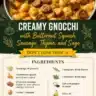 Creamy gnocchi with butternut squash, sausage, thyme, and sage dish