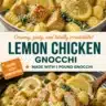 Creamy Lemon Chicken Gnocchi dish garnished with Parmesan cheese.