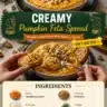 Creamy pumpkin feta spread in a bowl, garnished with herbs and served with bread.