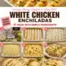 Creamy white chicken enchiladas topped with cheese and cilantro.