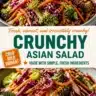 Crispy Asian cabbage slaw in a bowl garnished with sesame seeds and green onions.