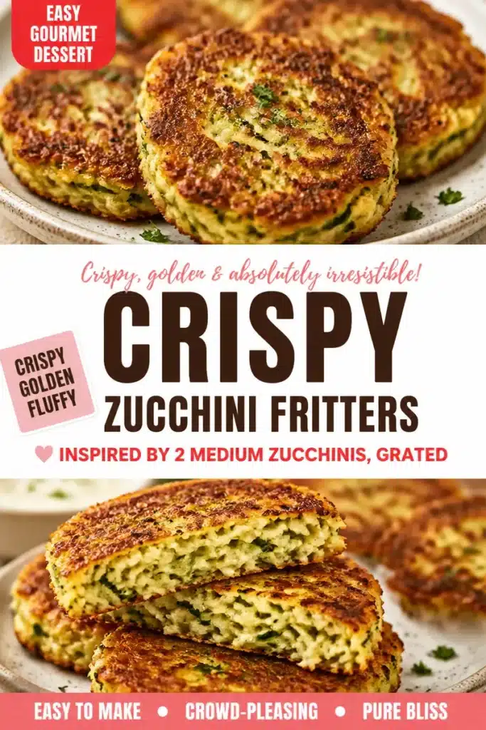 Plate of crispy zucchini fritters garnished and ready to serve