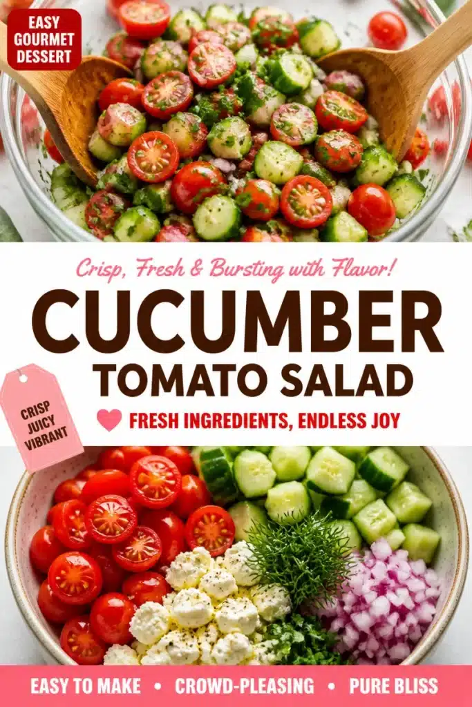 Fresh Cucumber and Tomato Salad with herbs and dressing