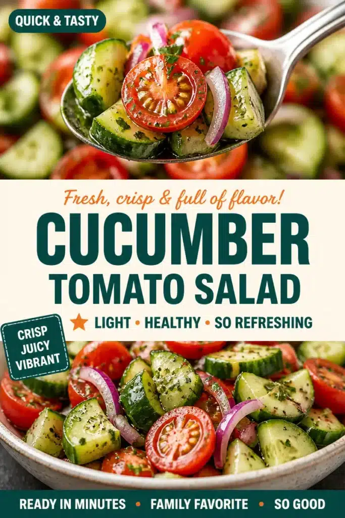 Freshly prepared Cucumber Tomato Salad with vibrant vegetables