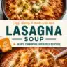 Bowl of easy lasagna soup topped with cheese and herbs