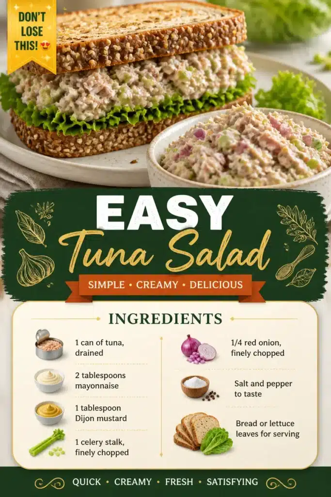 Delicious easy tuna salad with vegetables and dressing in a bowl