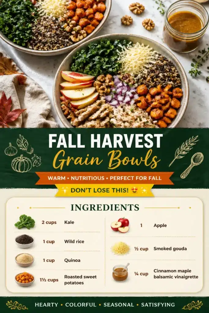 Delicious Fall Harvest Grain Bowls with seasonal vegetables and grains