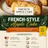 Delicious French-Style apple cake with tender apples and moist texture.