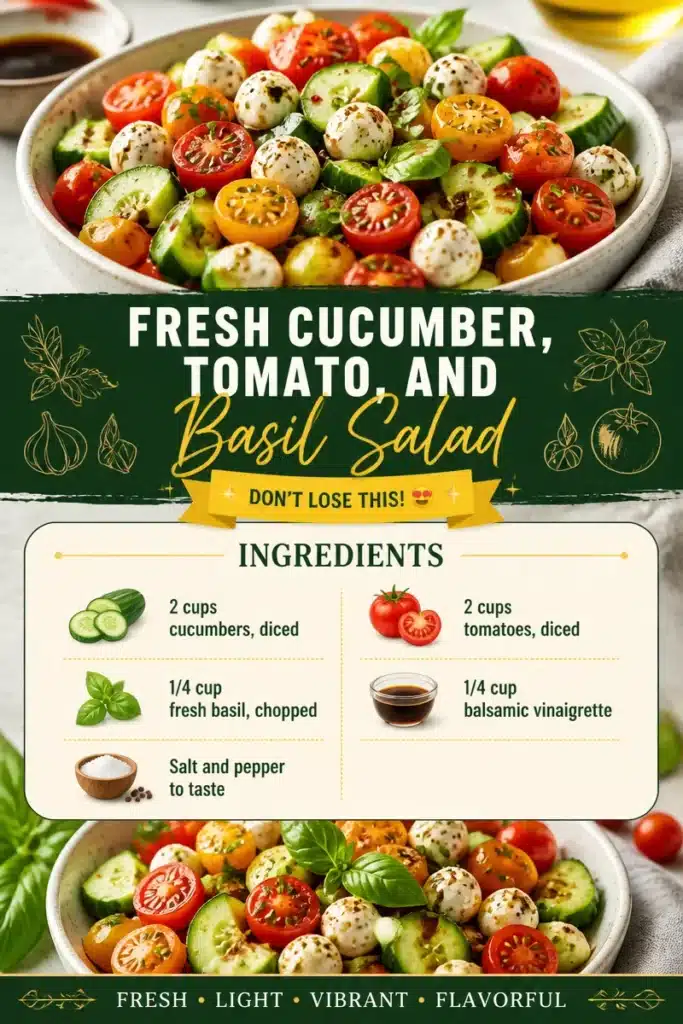 Fresh Cucumber Tomato Salad with basil and olive oil dressing