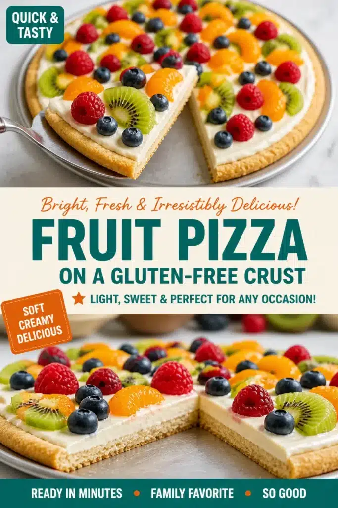 Gluten-free fruit-topped pizza with vibrant toppings
