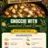 Gnocchi with caramelized French onions garnished with herbs