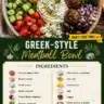 Delicious Greek-Style Meatball Bowl with seasoned meatballs and fresh vegetables