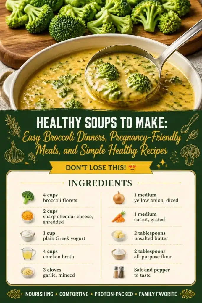 A bowl of healthy broccoli soup with fresh ingredients, perfect for wholesome meals.