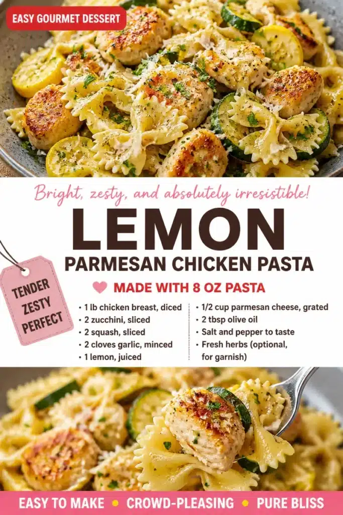 Delicious Lemon-Butter Chicken Pasta served in a white bowl