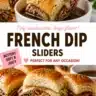 Mini French dip sandwiches served with au jus for dipping