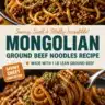 Delicious plate of Mongolian beef noodles with vibrant vegetables and savory sauce
