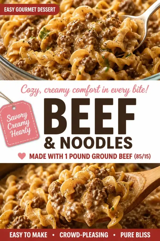 One-Pan Skillet Beef and Noodles dish served in a skillet