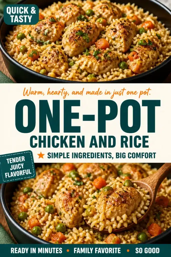 One-Pot Chicken and Rice dish served in a bowl with herbs
