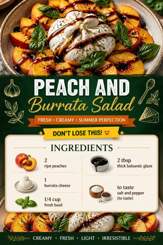 Peach Burrata Salad with fresh ingredients and vibrant colors