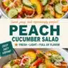 Fresh and colorful peach salad with greens and toppings
