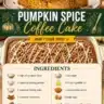 Delicious slice of pumpkin spice coffee cake topped with a sprinkle of cinnamon