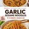 Delicious bowl of Sesame Garlic Noodles garnished with sesame seeds and herbs