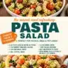 Bowl of simple pasta salad with colorful vegetables and dressing