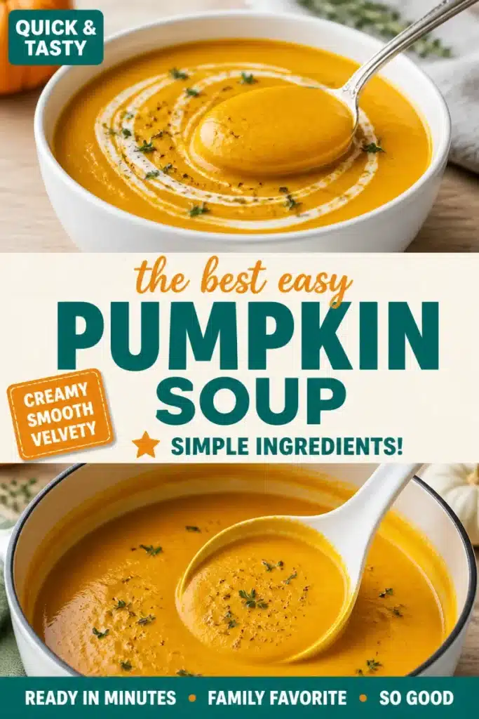 Bowl of simple pumpkin soup garnished with herbs and spices