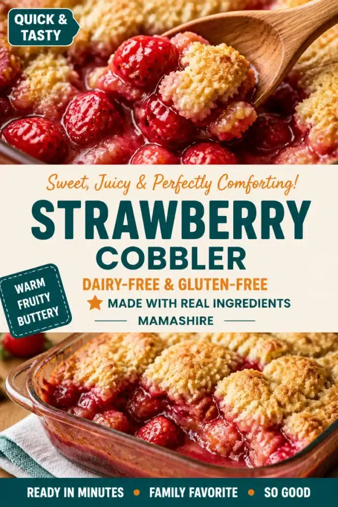 Delicious gluten-free strawberry cobbler fresh out of the oven