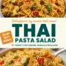 Colorful Thai Pasta Salad with Peanut Sauce topped with fresh vegetables