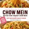 Bowl of Traditional Chinese Chow Mein with vegetables and chicken