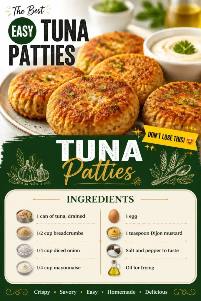 Delicious homemade tuna patties served with lemon wedges